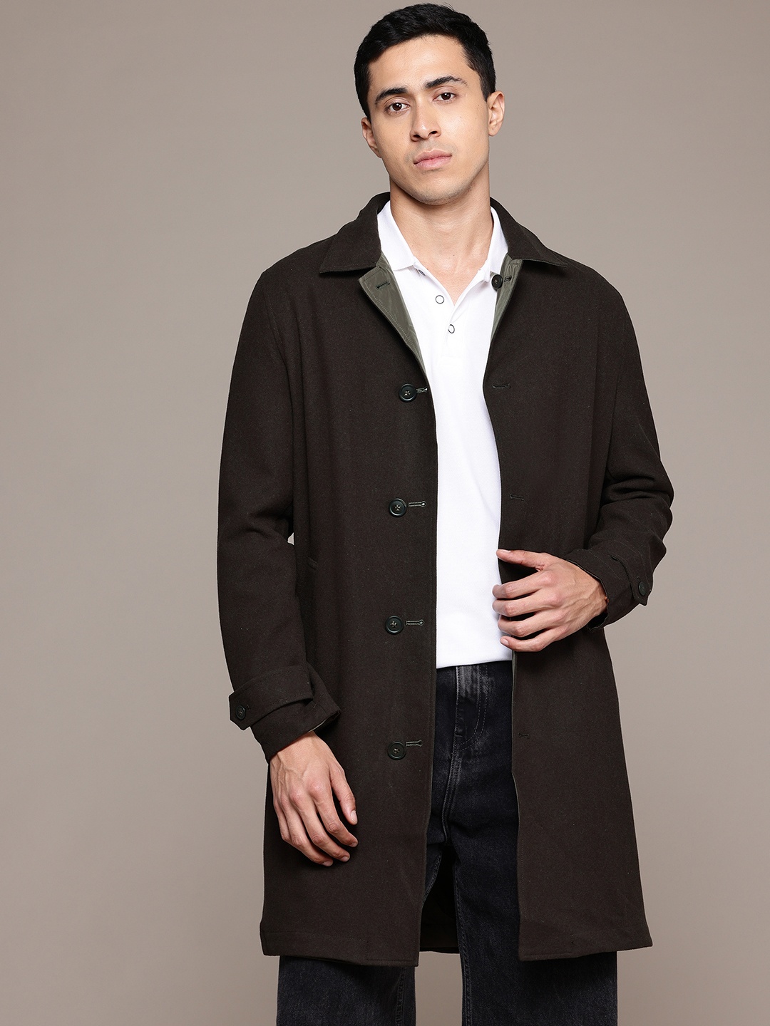 

MANGO MAN Reversible Recycled Wool Trench Coat, Brown