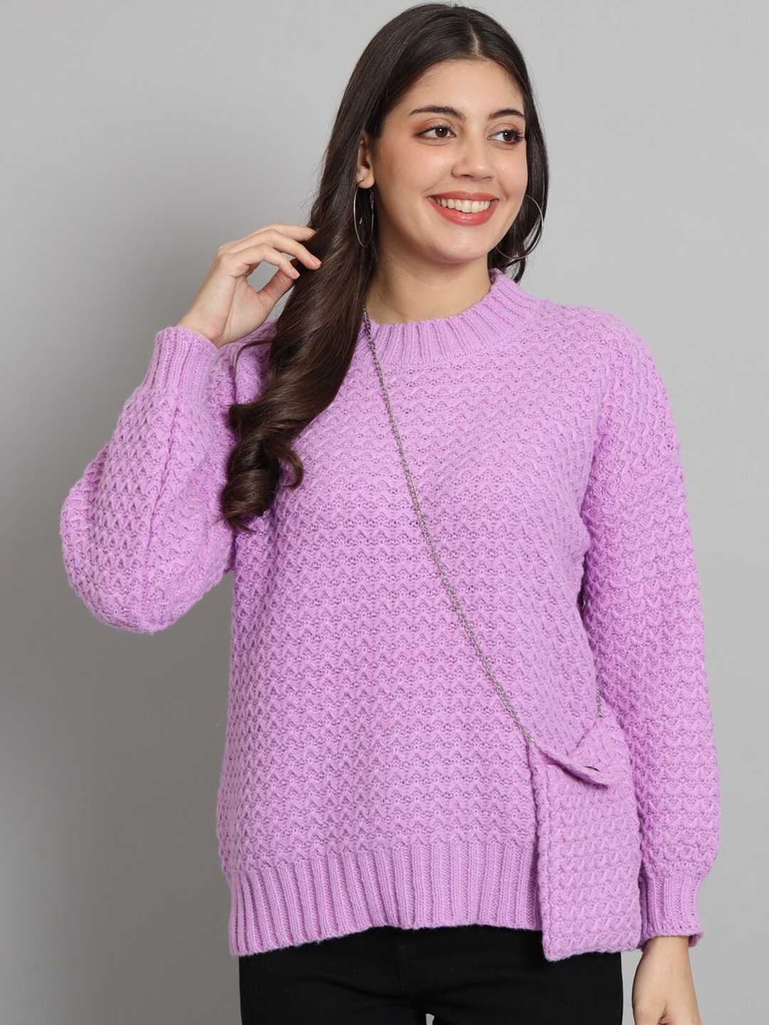 

BROOWL Cable Knit Woollen Pullover, Purple