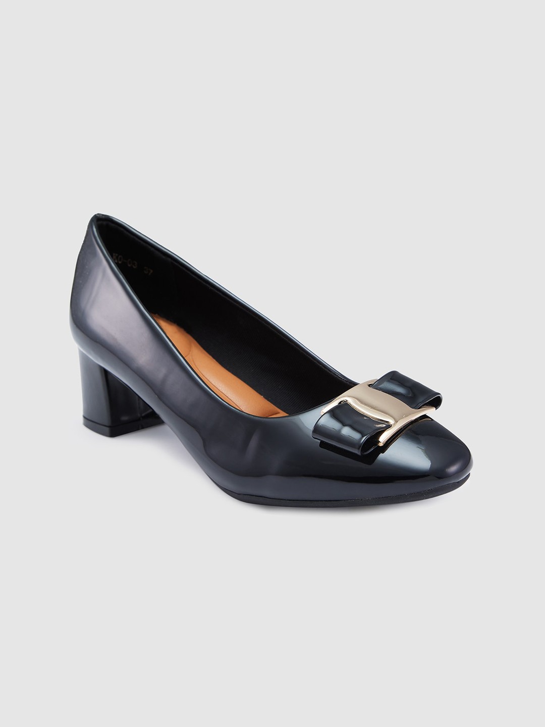 

Sole To Soul Round Toe Work Block Pumps With Bows, Black