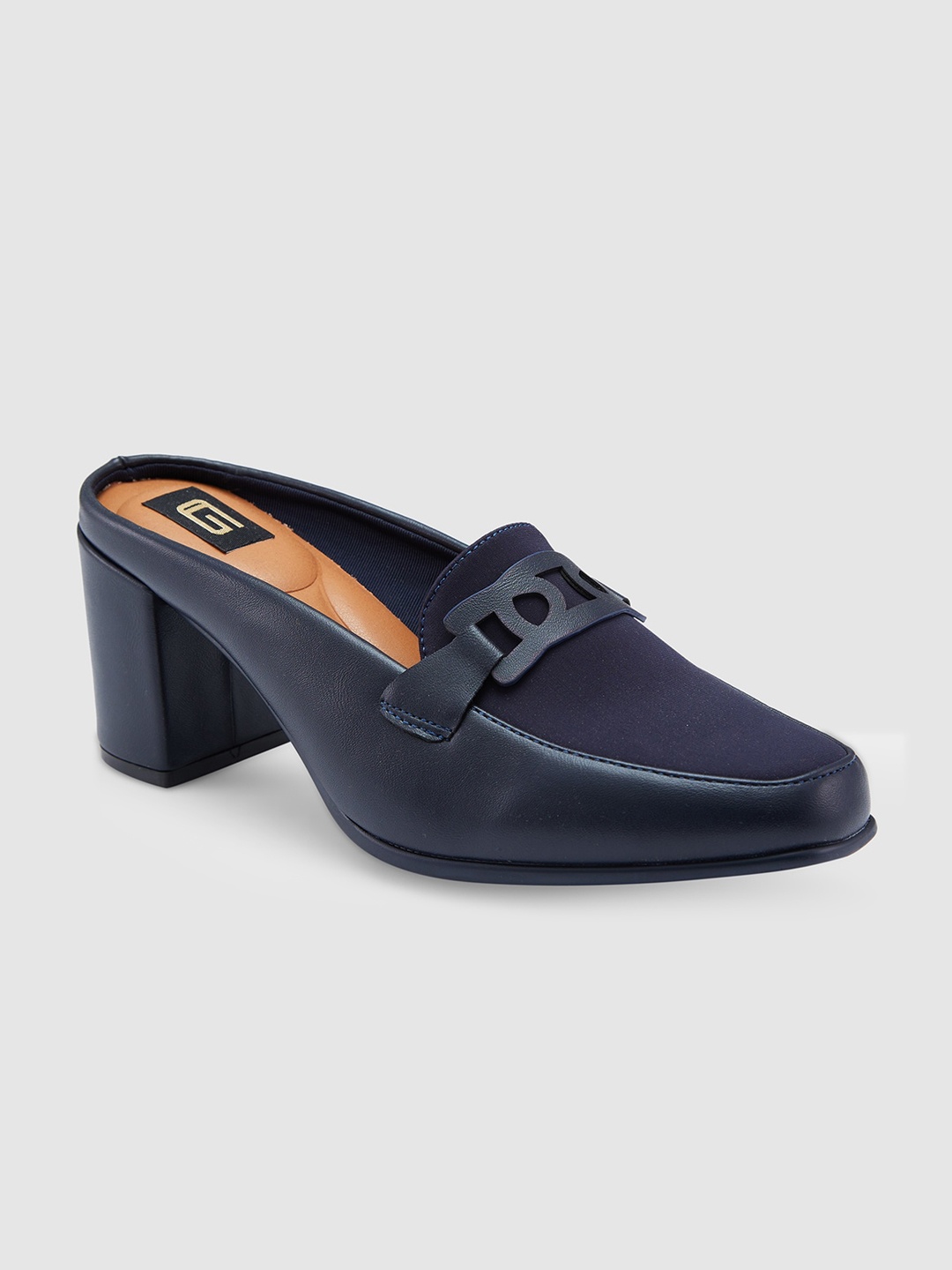 

Sole To Soul Square Toe Block Penny Mules, Navy blue