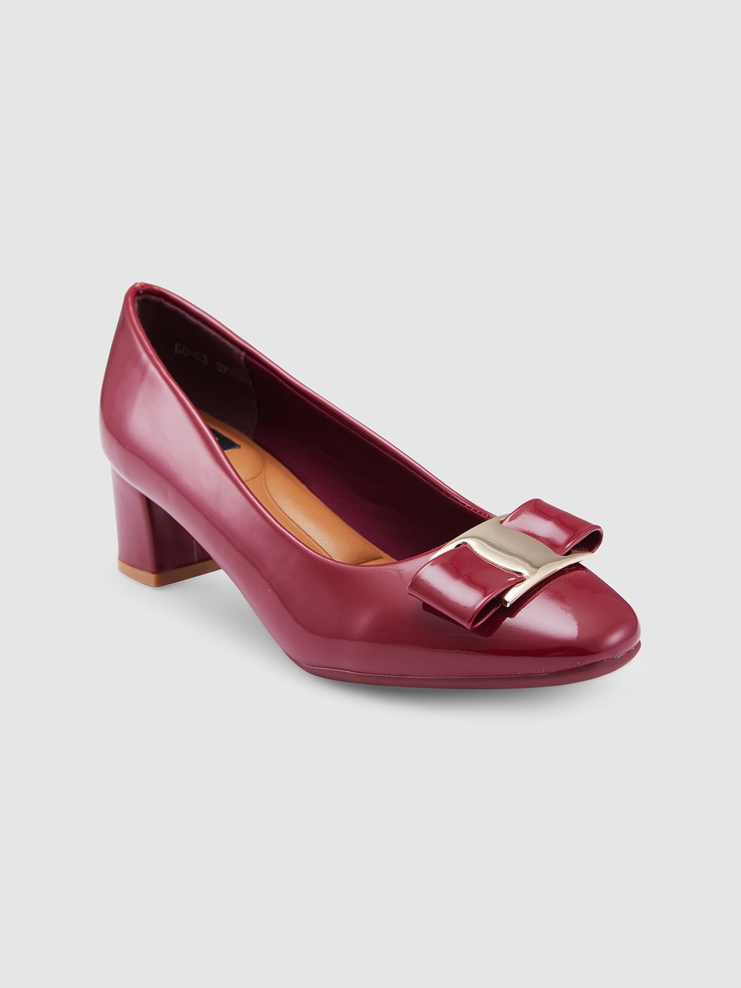 

Sole To Soul Round Toe Block Pumps With Bows, Maroon