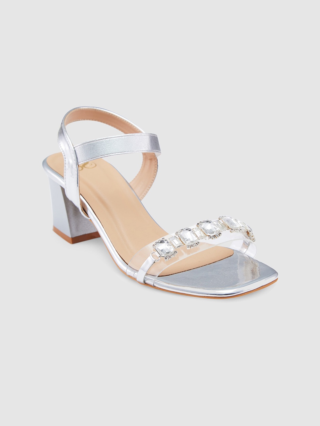 

Sole To Soul Embellished Party Block Heels With Backstrap, Silver