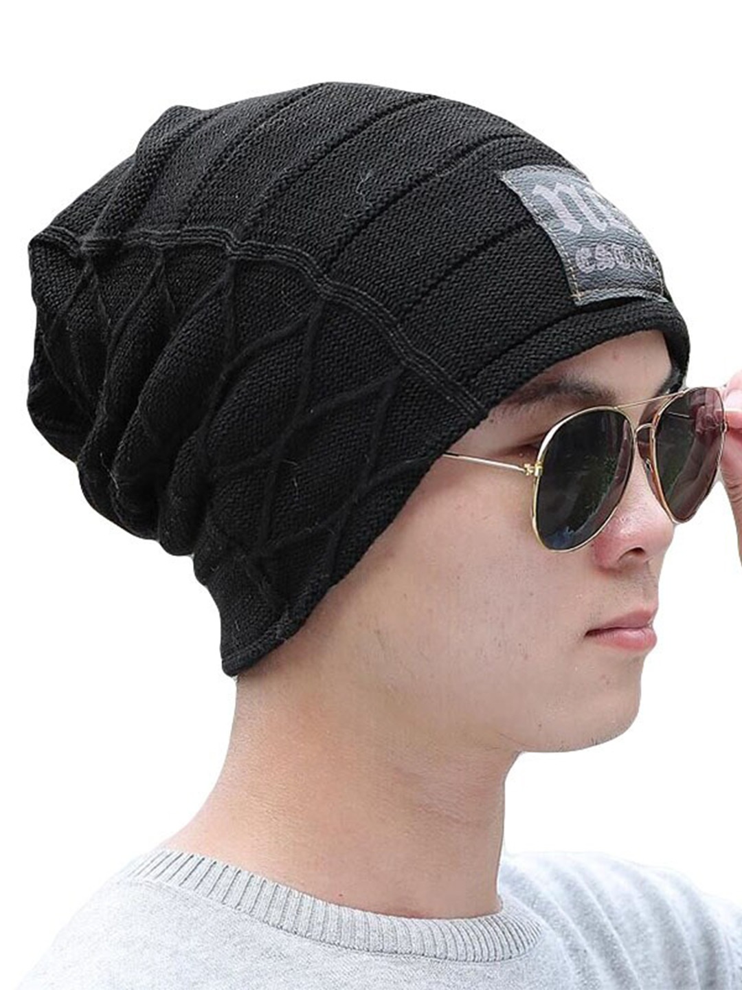 

Alexvyan Self Design Acrylic Beanie, Black