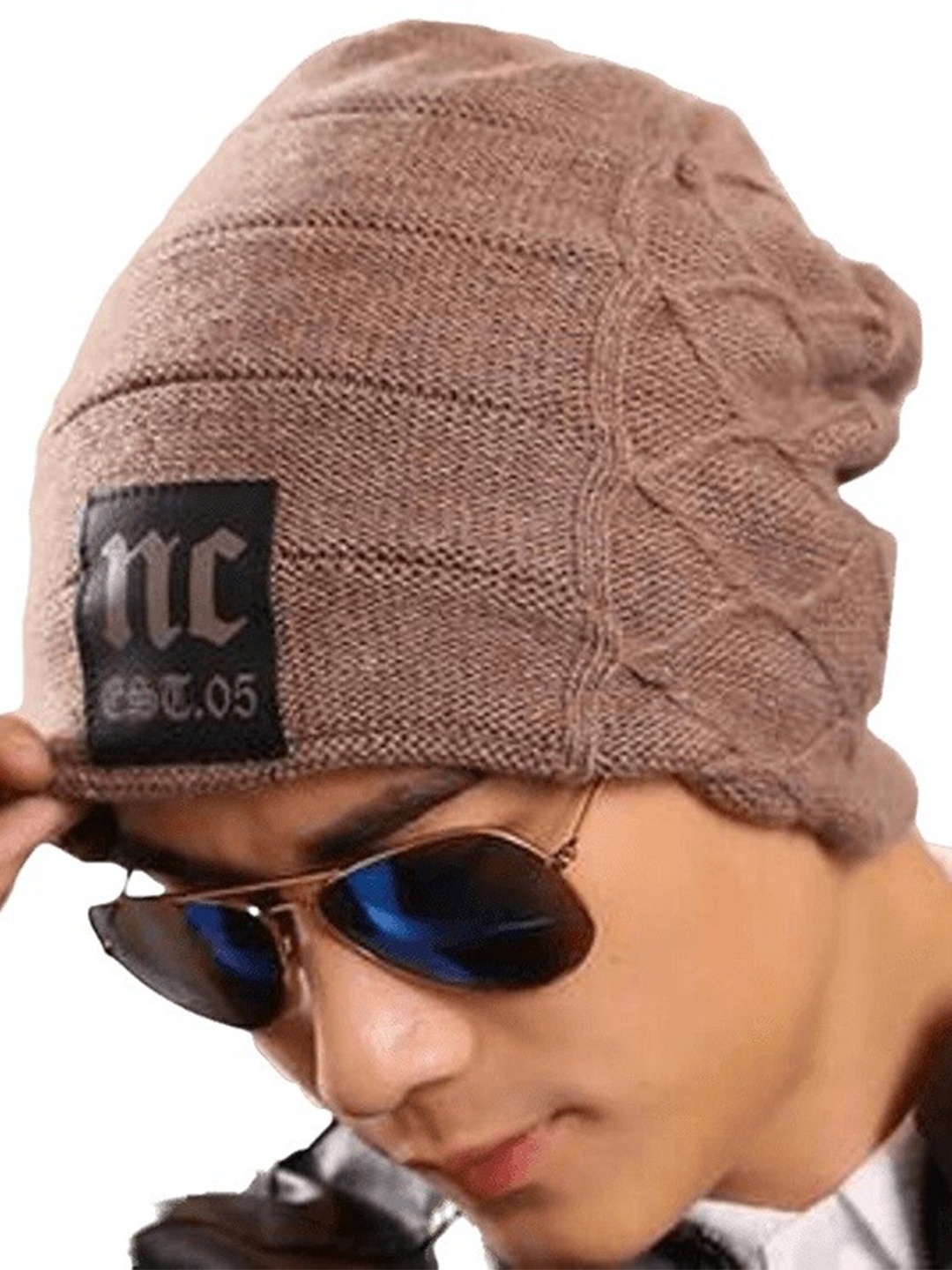 

Alexvyan Self Design Acrylic Beanie, Brown