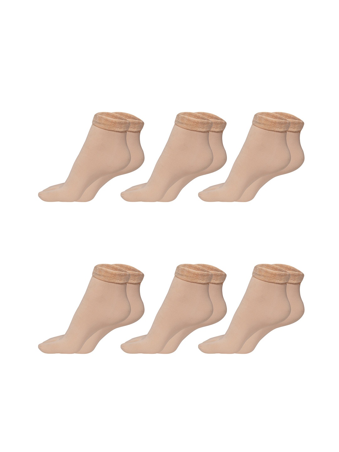 

BAESD Women Pack Of 6 Velvet Thermal Breatheable Ankle Length Socks, Beige
