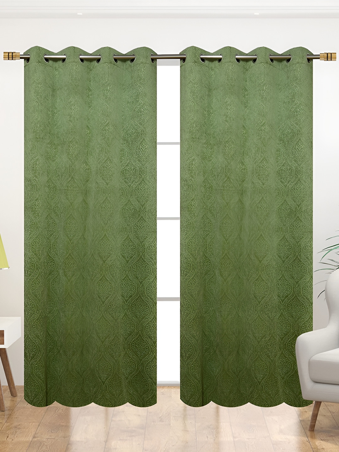 

LAFIONA Green 2 Pieces Room Darkening Long Door Curtains