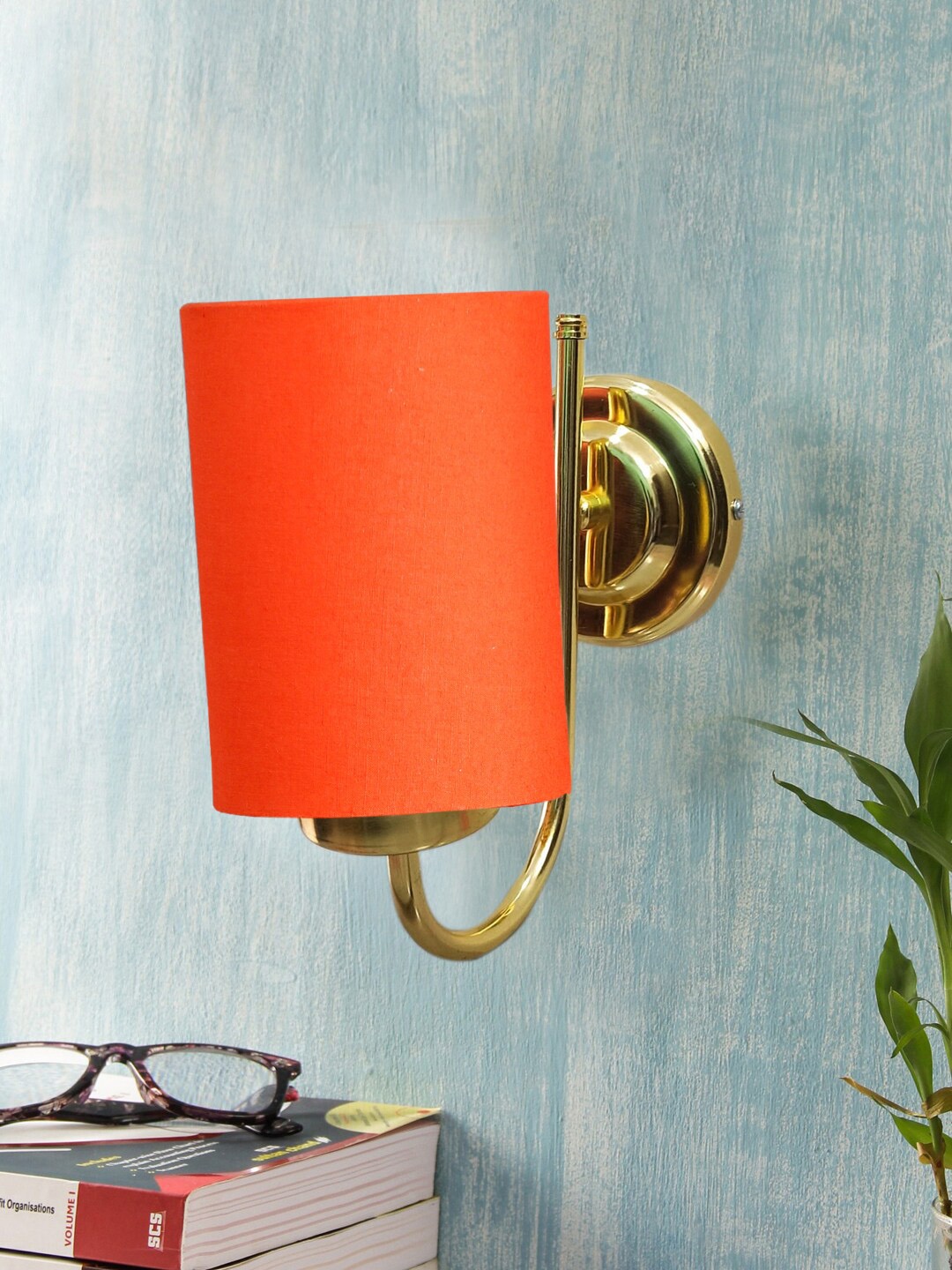 

Devansh Orange & Gold-Toned Textured Contemporary Metal Cylinder Wall Lamp