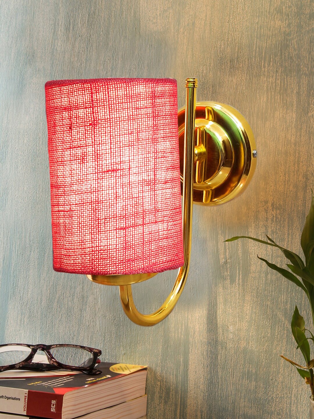 

Devansh Pink & Gold-Toned Textured Contemporary Metal Cylinder Wall Lamp