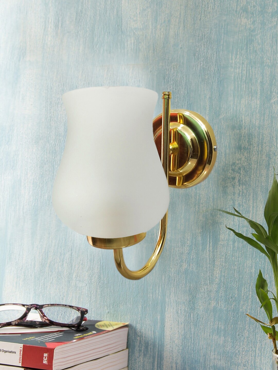 

Devansh White & Gold-Toned Textured Contemporary Metal Bell Wall Lamp
