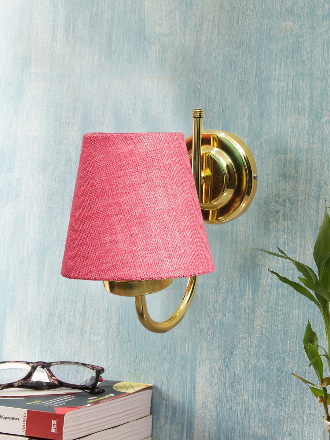 

Devansh Pink & Gold-Toned Textured Contemporary Metal Frustum Wall Lamp