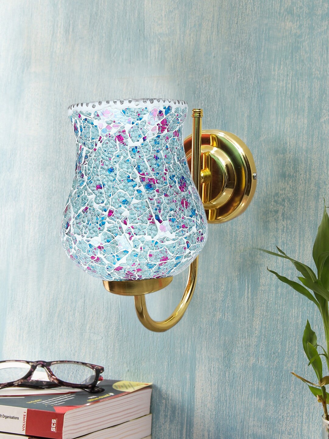 Devansh Grey & Gold-Toned Textured Contemporary Metal Bell Wall Lamp