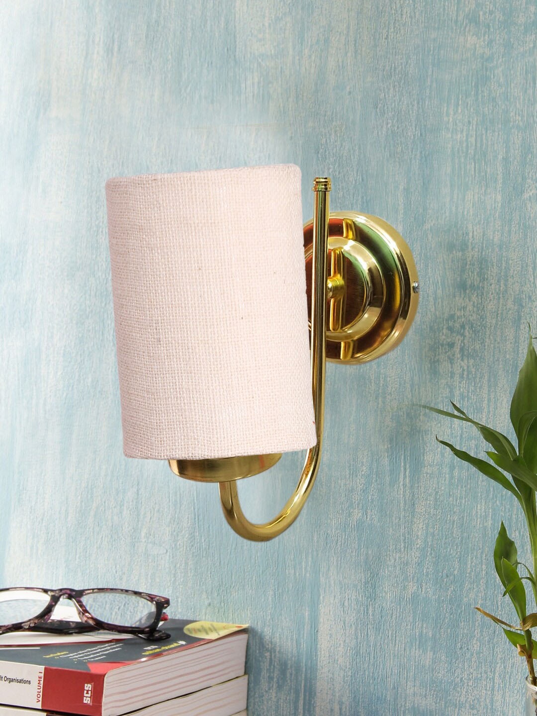 

Devansh White & Gold-Toned Textured Contemporary Metal Cylinder Wall Lamps