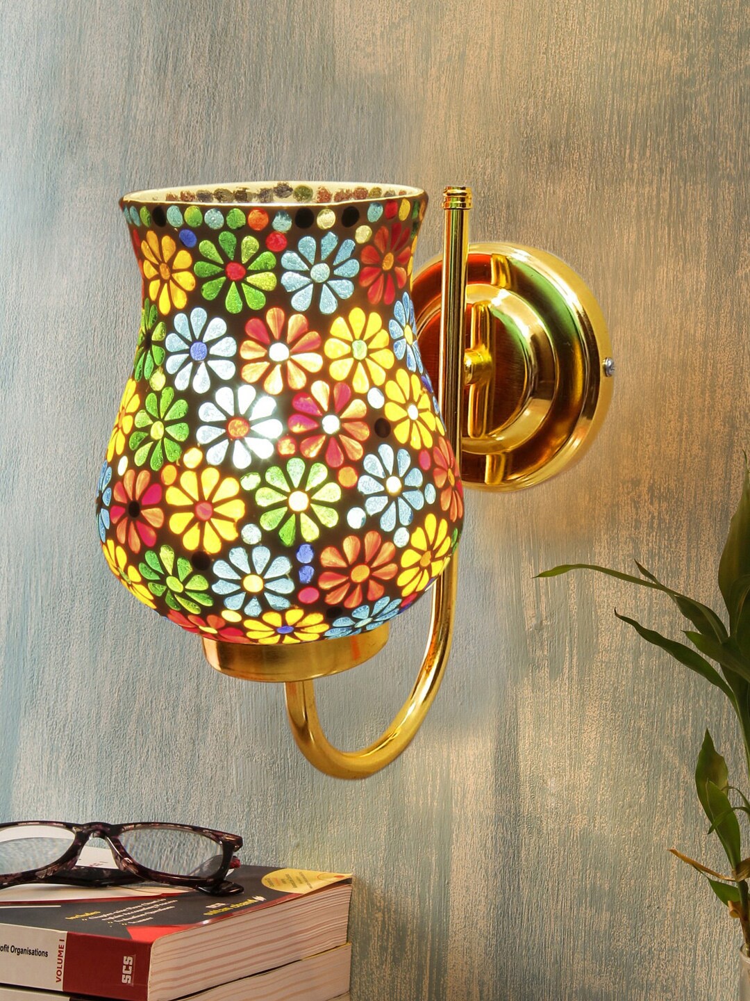 

Devansh White & Blue Textured Contemporary Metal Bell Wall Lamps