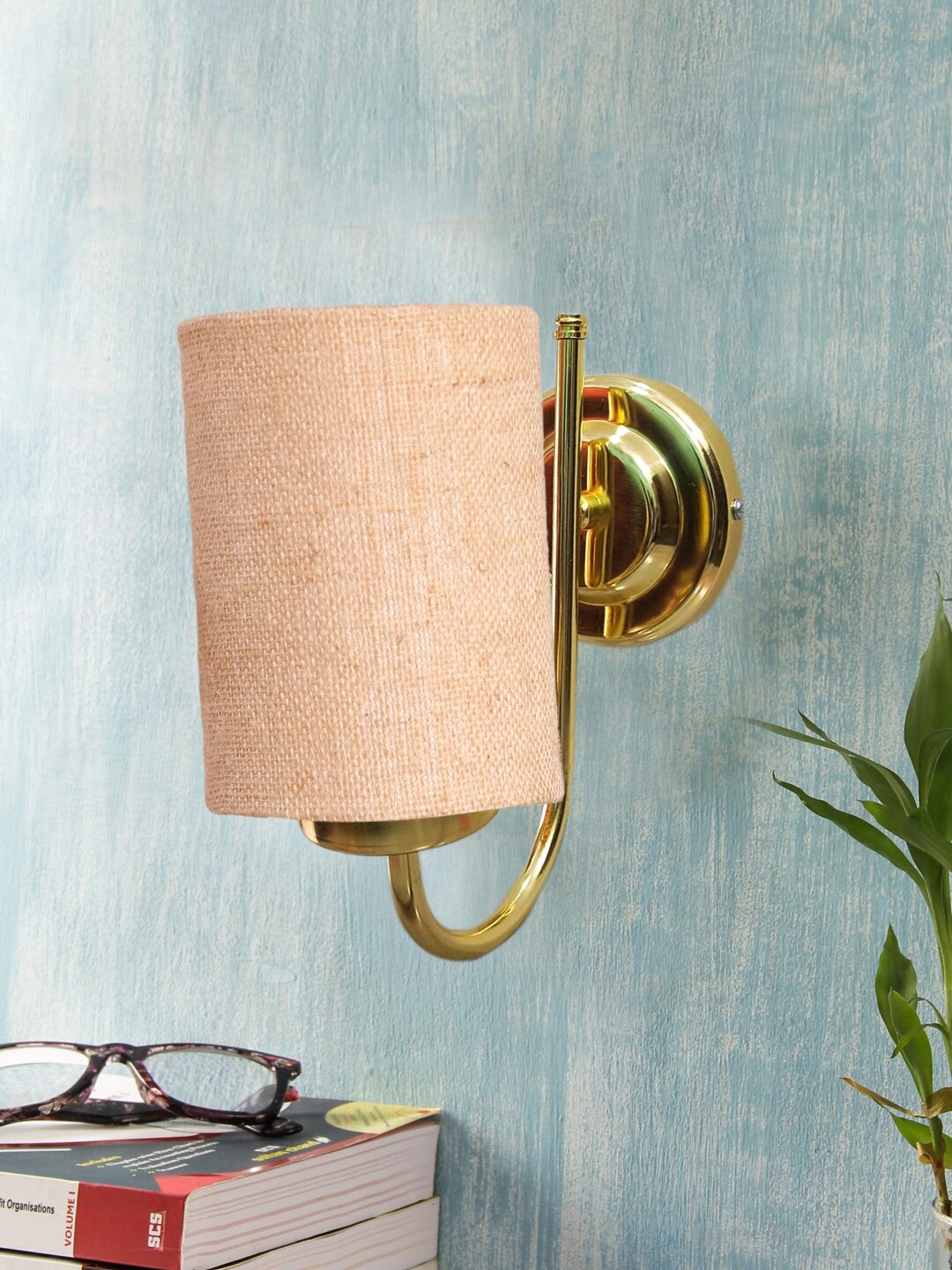 

Devansh Beige & Gold-Toned Textured Contemporary Metal Cylinder Wall Lamps