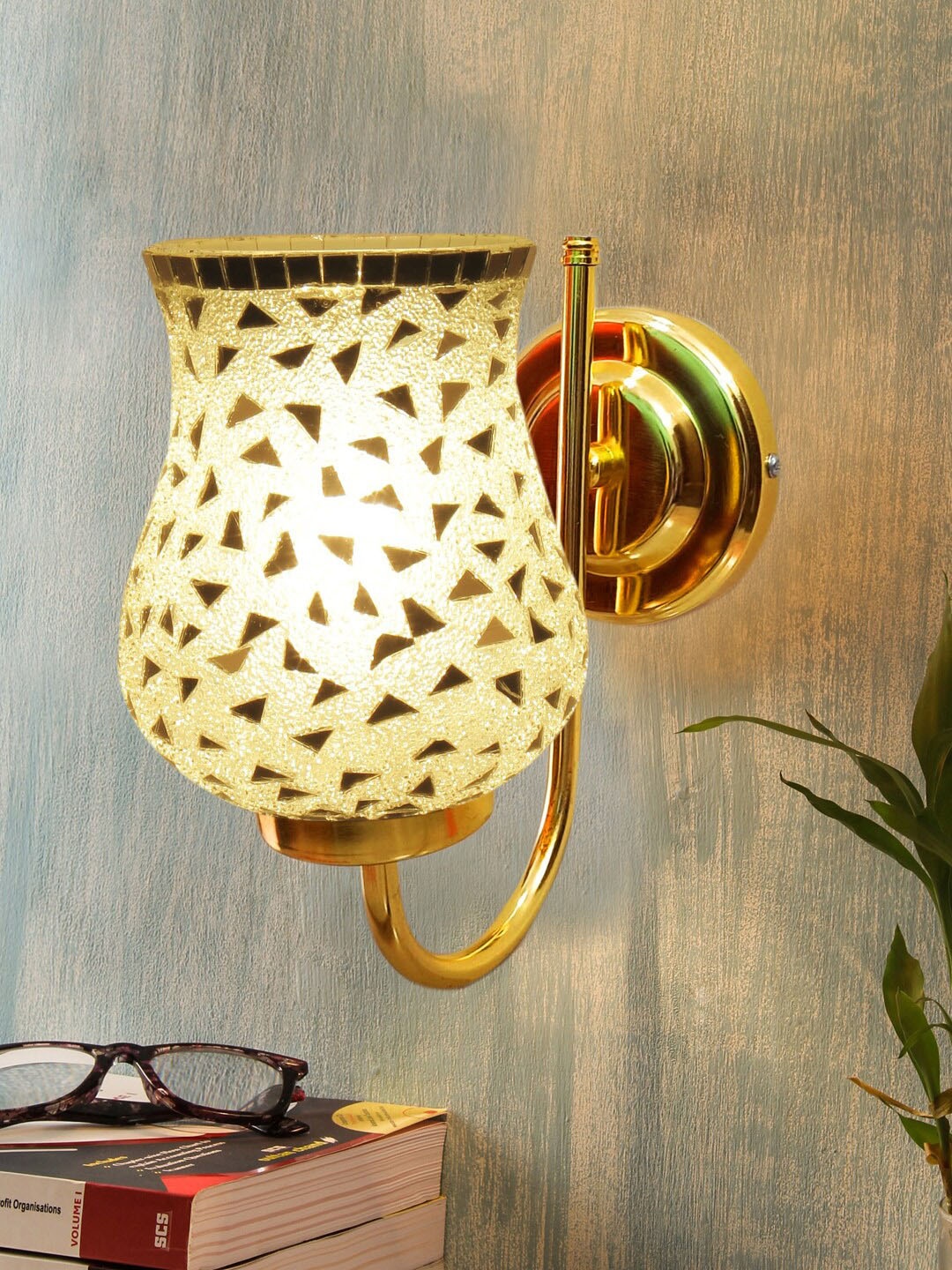 Devansh White & Silver-Toned Textured Contemporary Metal Bell Wall Lamps