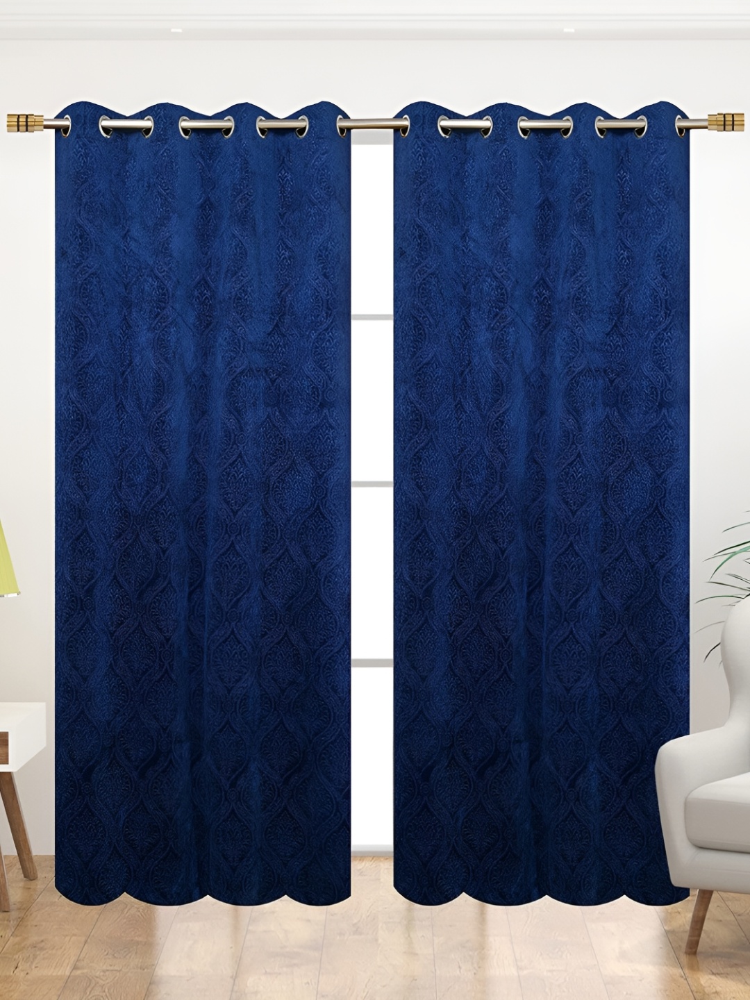 

EISMOURAH Blue 2 Pieces Ethnic Motifs Room Darkening Long Door Curtains