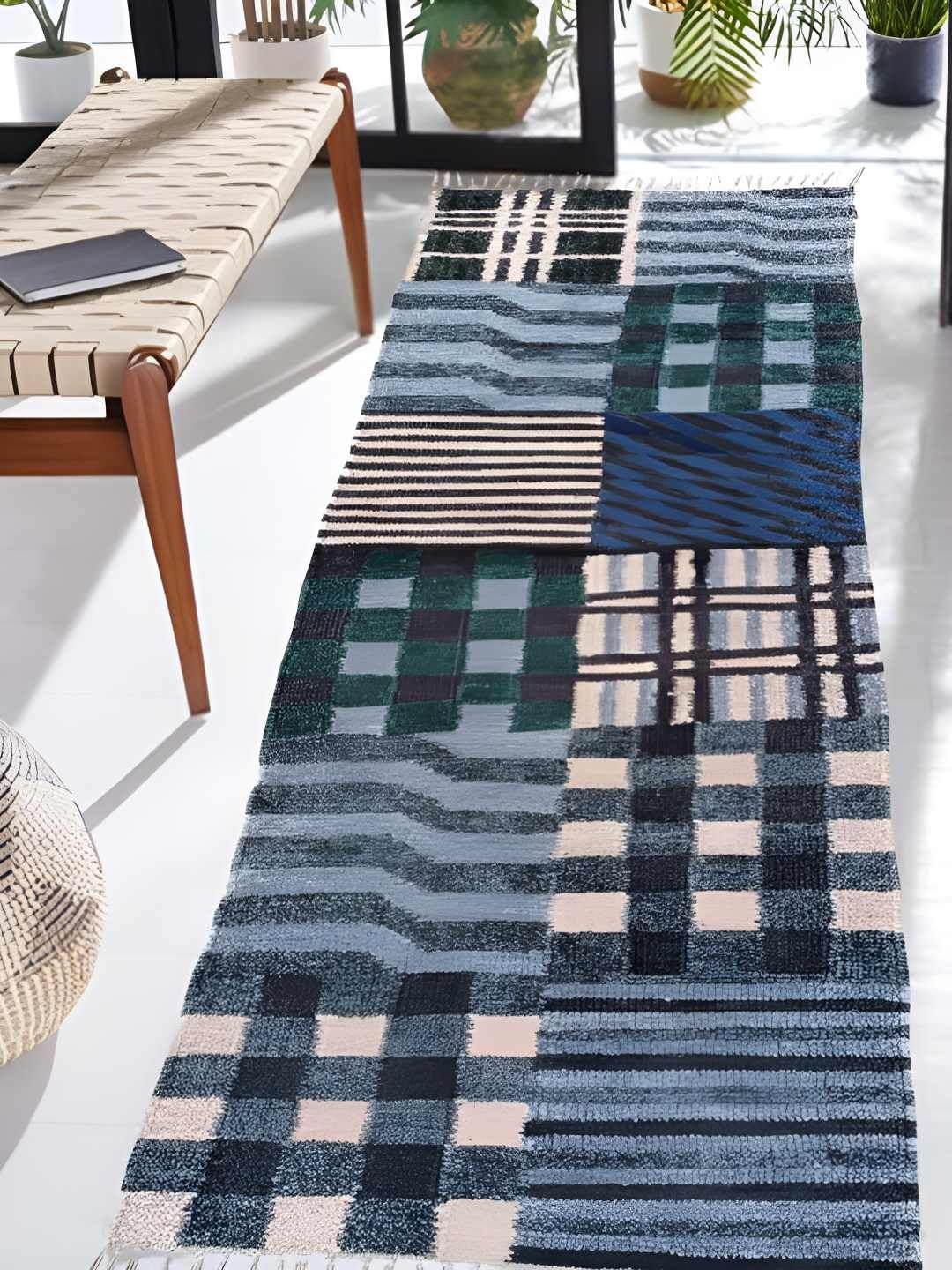 

Budhrajrugs Beige & Grey Geometric Printed Rectangular Reversible Dhurrie