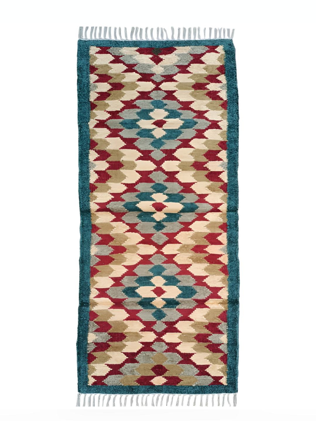 

Budhrajrugs Beige & Red Geometric Printed Rectangular Reversible Dhurrie