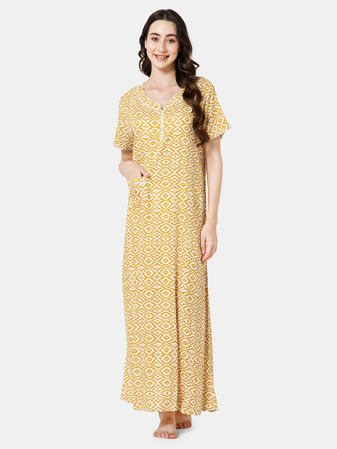 

NAIDU HALL Floral Printed Maxi Nightdress, Yellow
