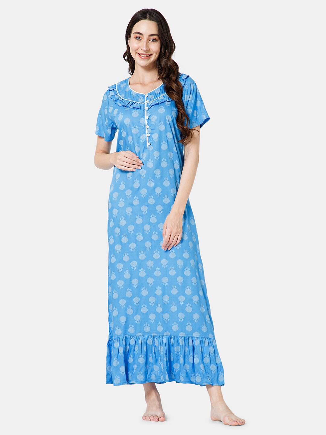 

NAIDU HALL Floral Printed Maxi Nightdress, Blue