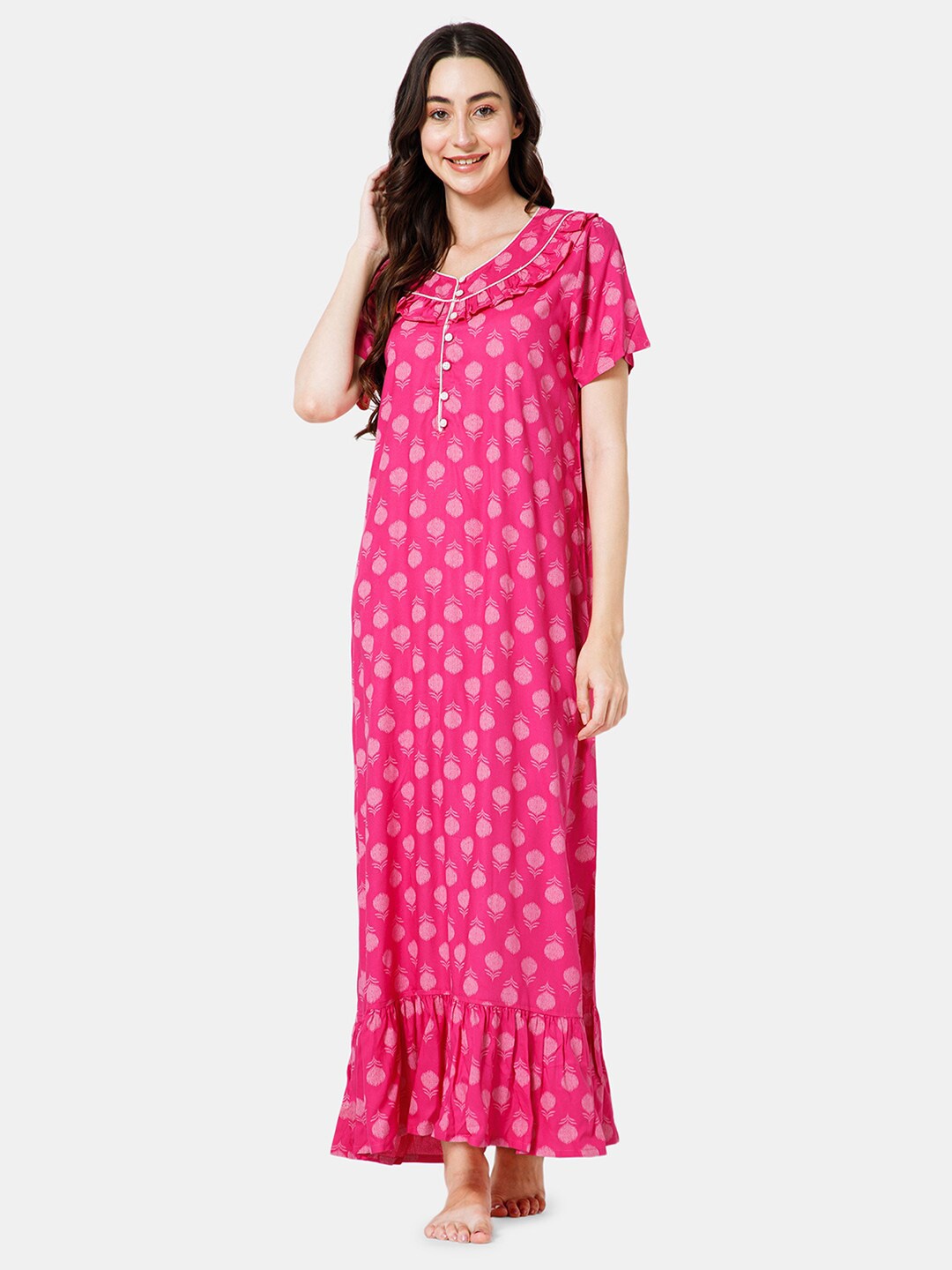 

NAIDU HALL Floral Printed Maxi Nightdress, Pink
