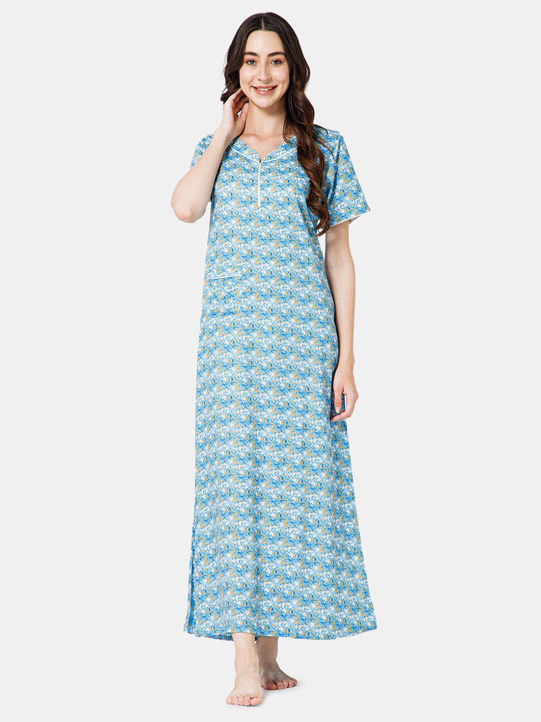 

NAIDU HALL Floral Printed Maxi Nightdress, Blue