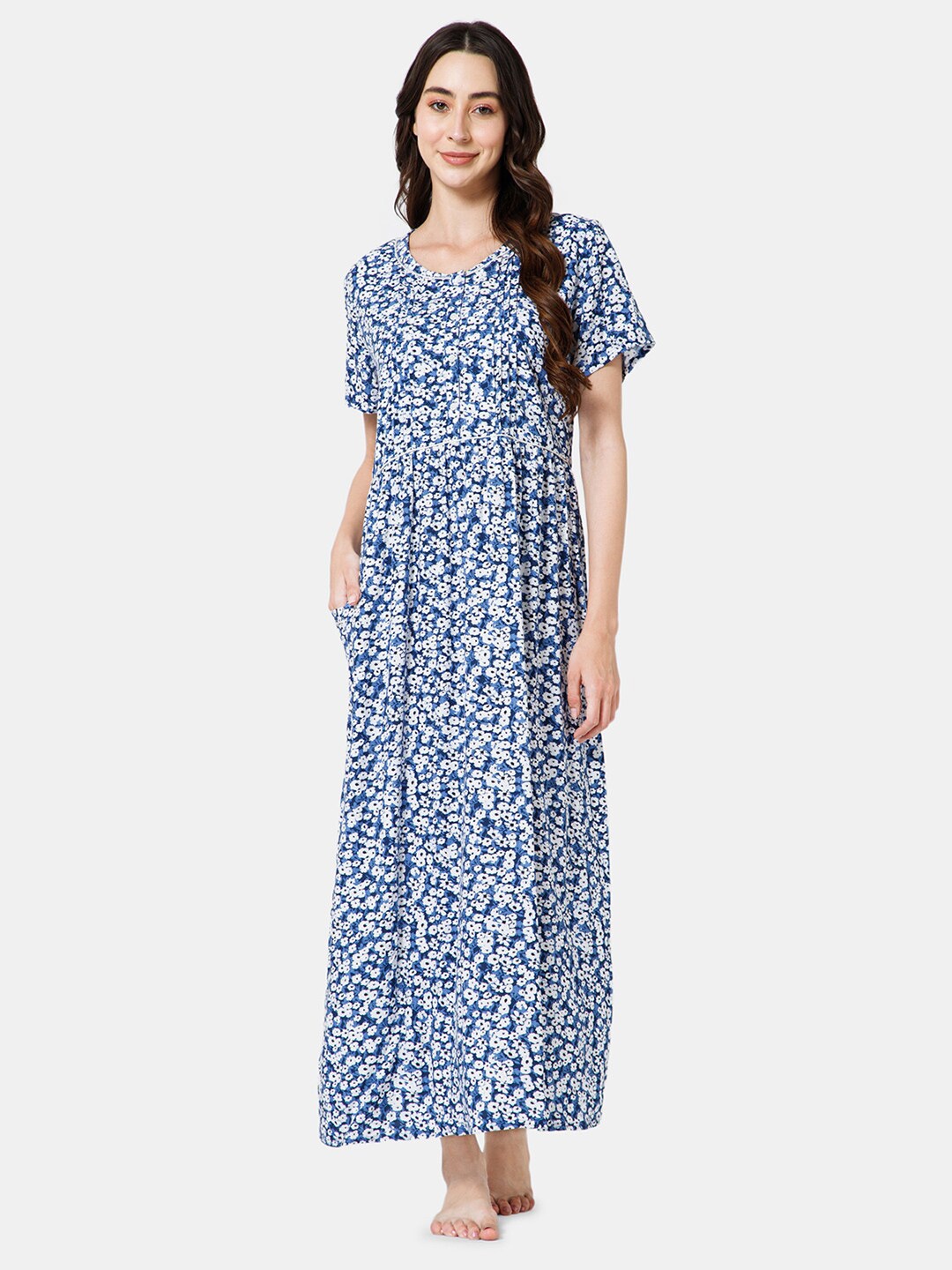 

NAIDU HALL Floral Printed Maxi Nightdress, Blue
