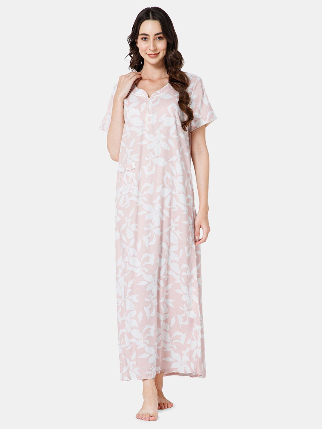 

NAIDU HALL Floral Printed Everyday Maxi Nightdress, Pink