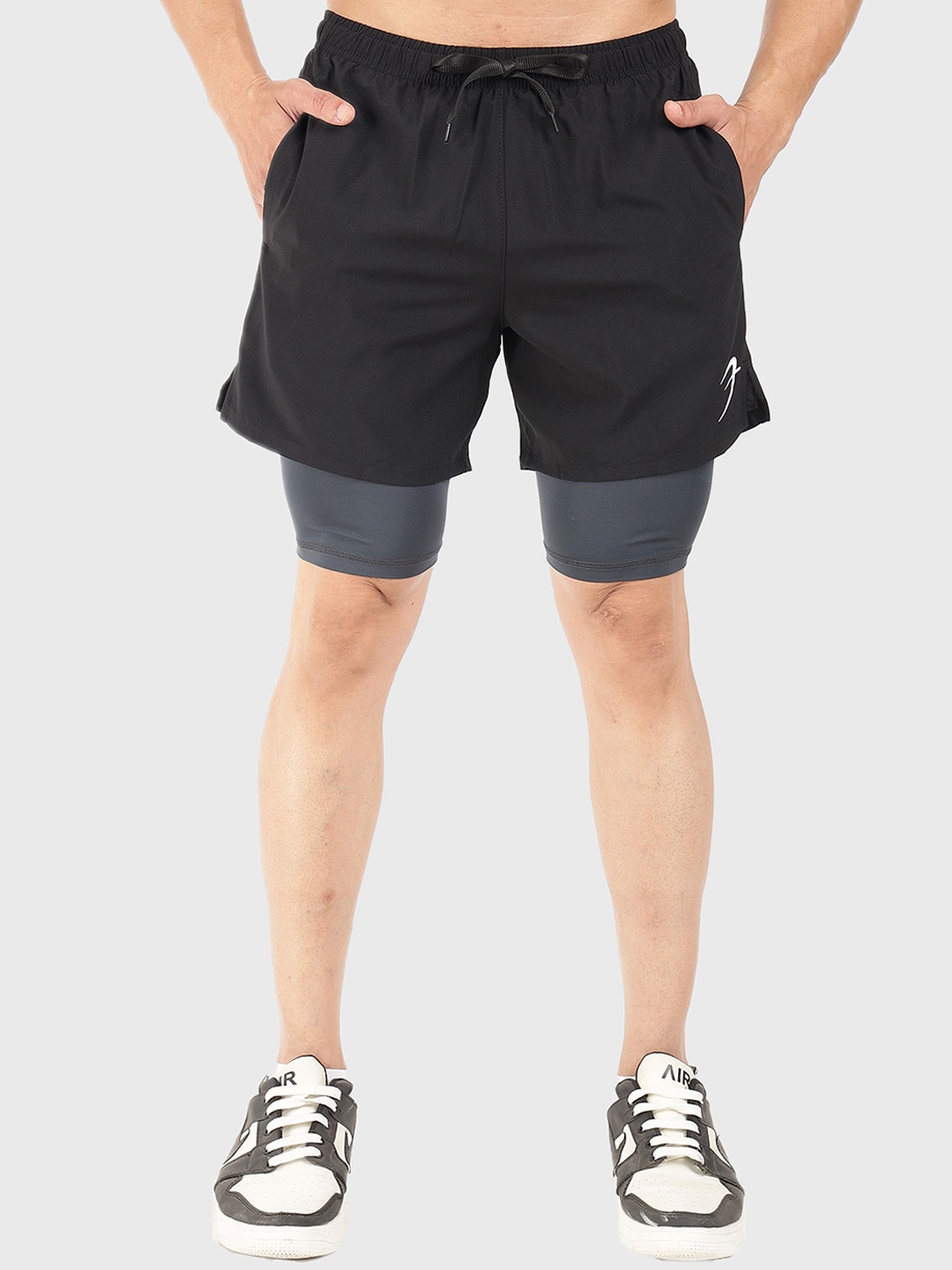 

FUAARK Men Skinny Fit Antimicrobial Compression Sports Shorts, Black