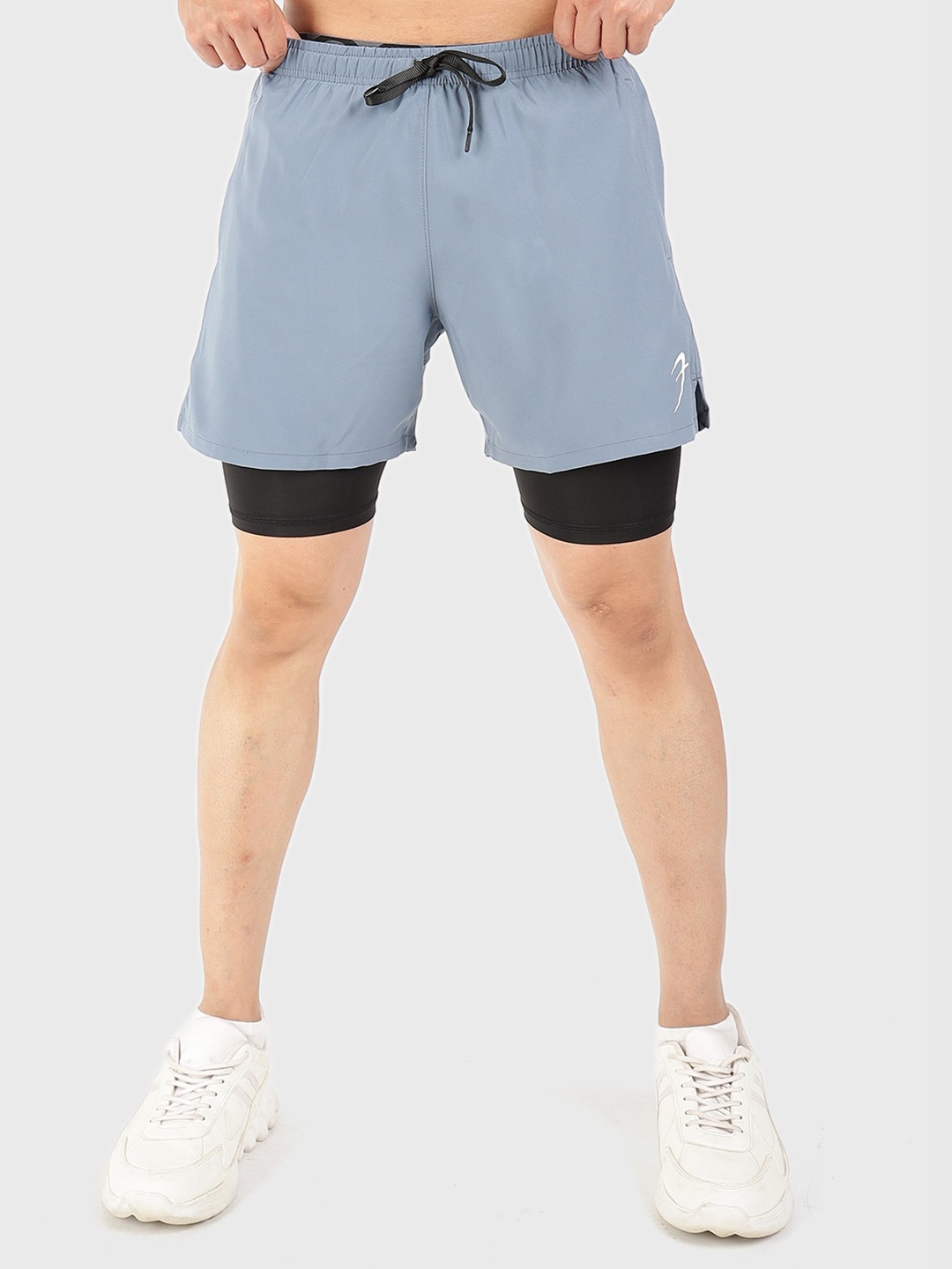 

FUAARK Men Skinny Fit Training or Gym Sports Shorts with Antimicrobial Technology, Grey