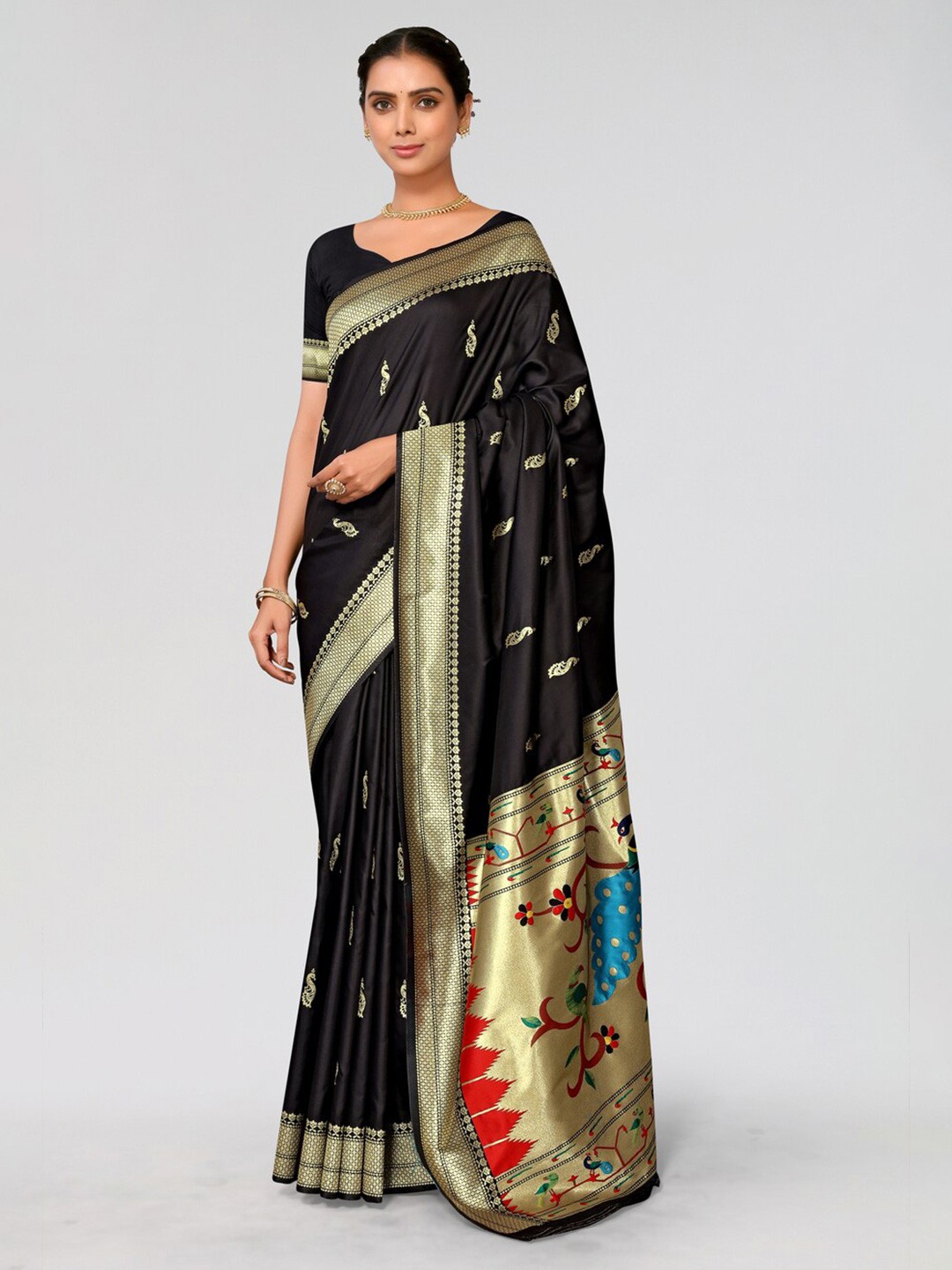 

AA-HA!! Woven Design Zari Paithani Saree, Black