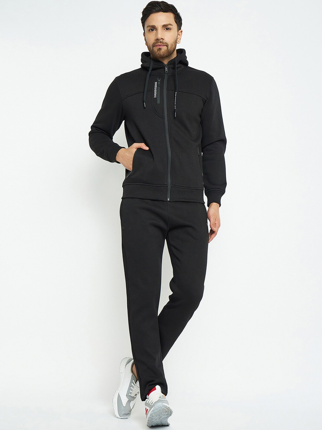 

Okane Mid Rise Hooded Fleece Cotton Track Suit, Black