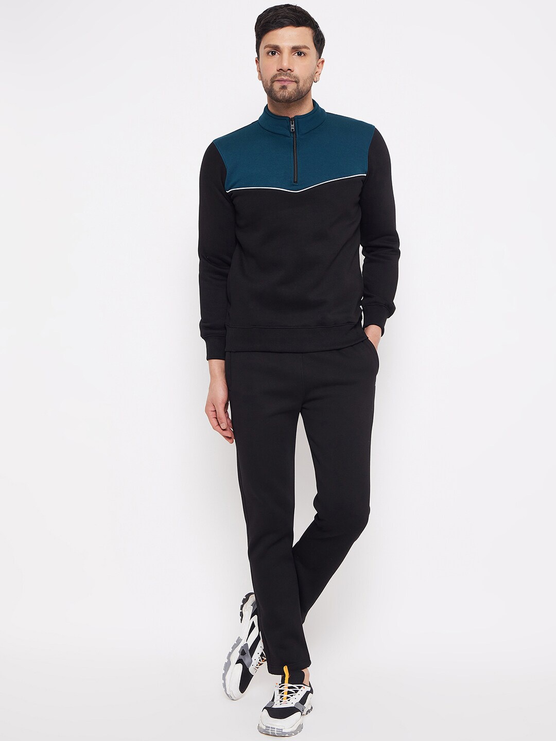 

Okane Colorblocked Cotton Fleece Track Suit, Black