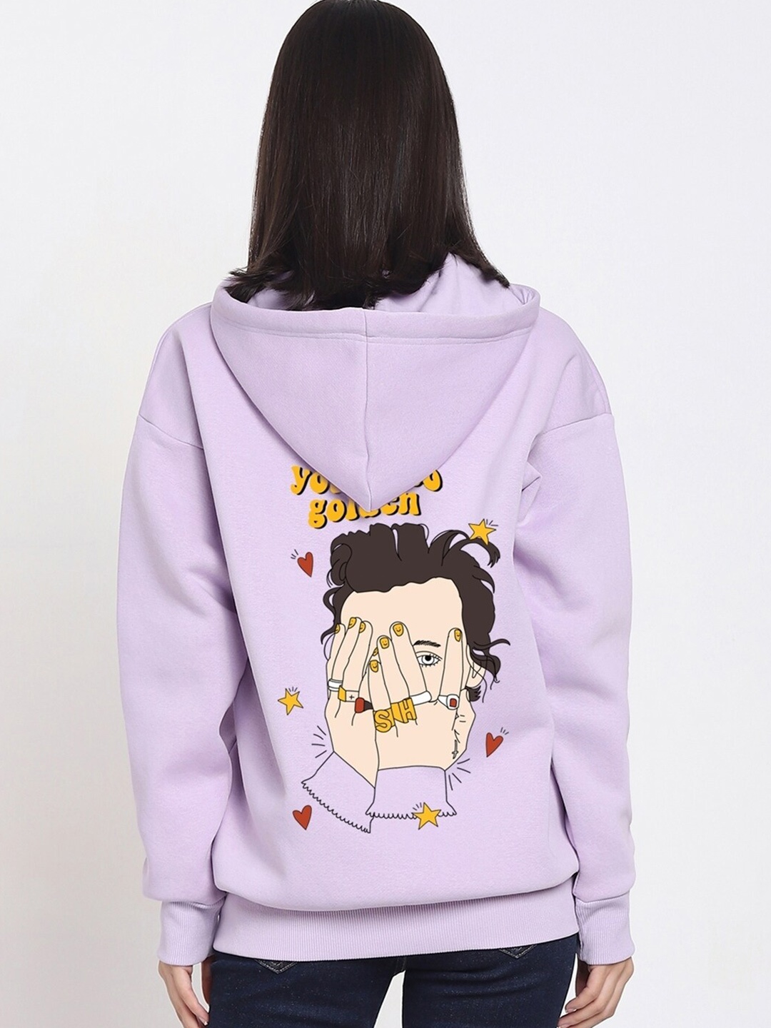 

Bewakoof Graphic Printed Hooded Cotton Pullover, Purple