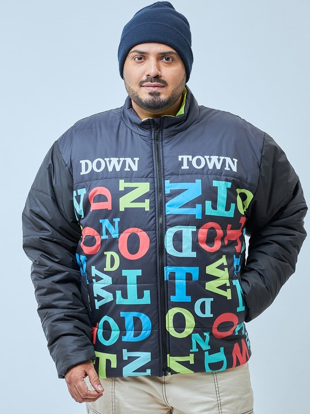 

Bewakoof Plus Typography Oversized Plus Size Puffer Jacket, Black