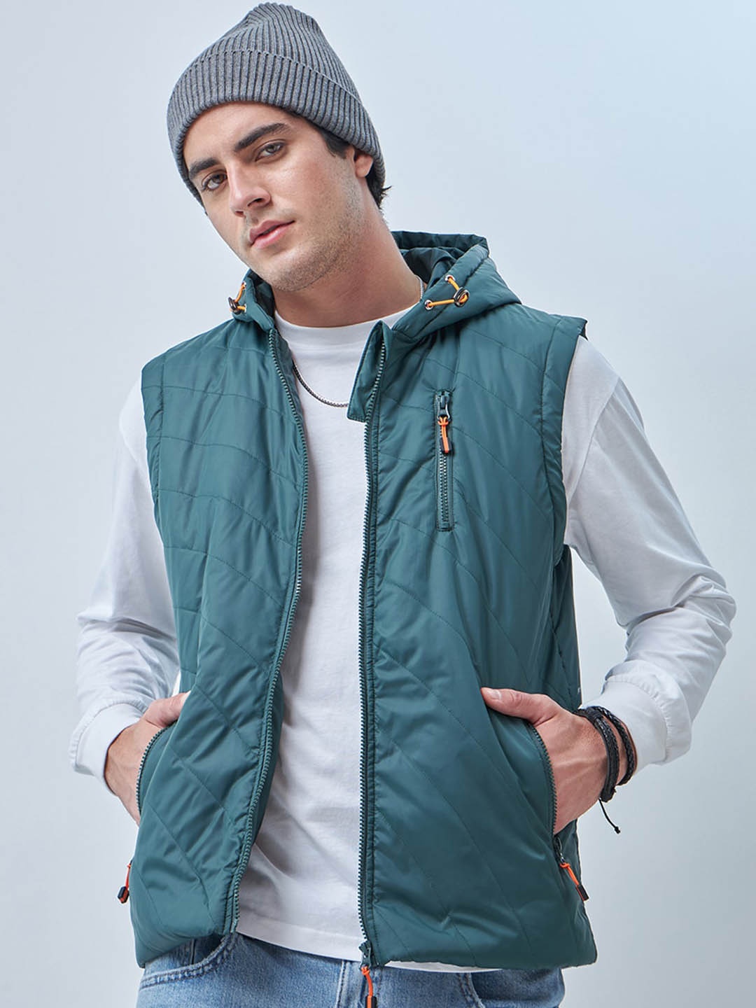 

Bewakoof Hooded Padded Jacket, Green