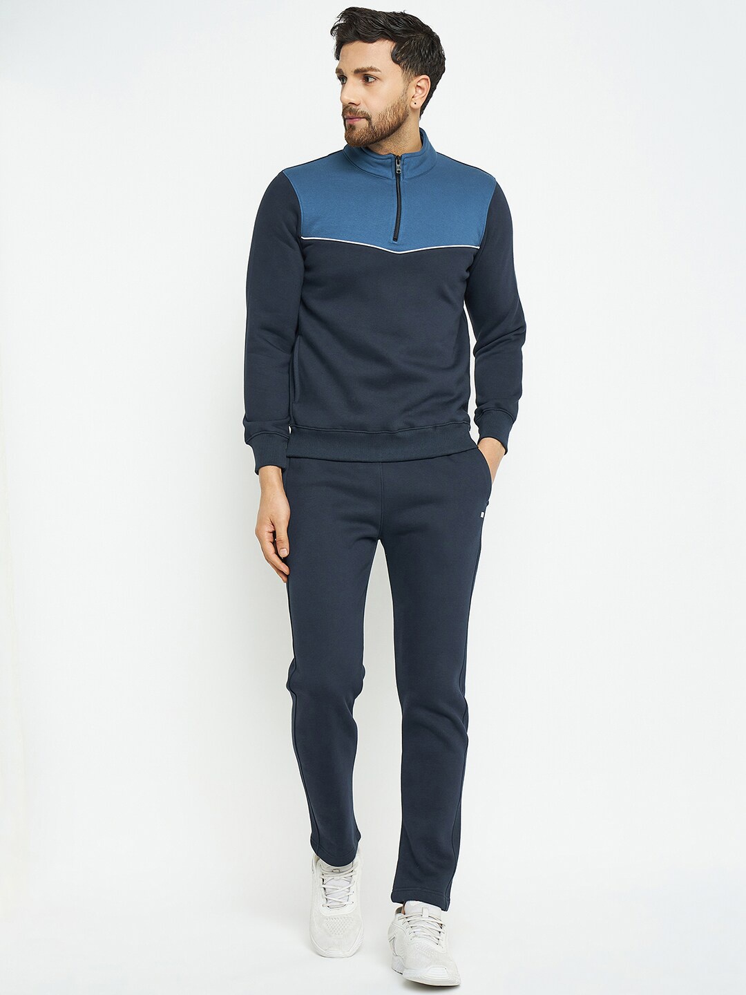 

Okane Mock Collar Colourblocked Tracksuits, Navy blue