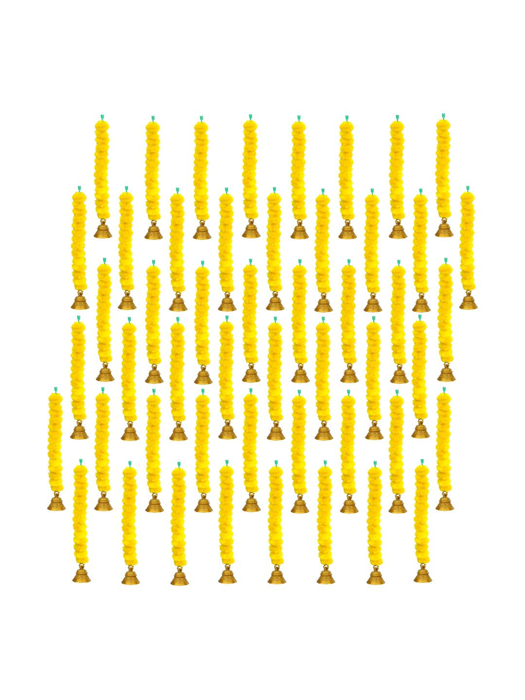 

iHandikart Yellow 50 Pieces Hanging Marigold Artificial Flower With Bell
