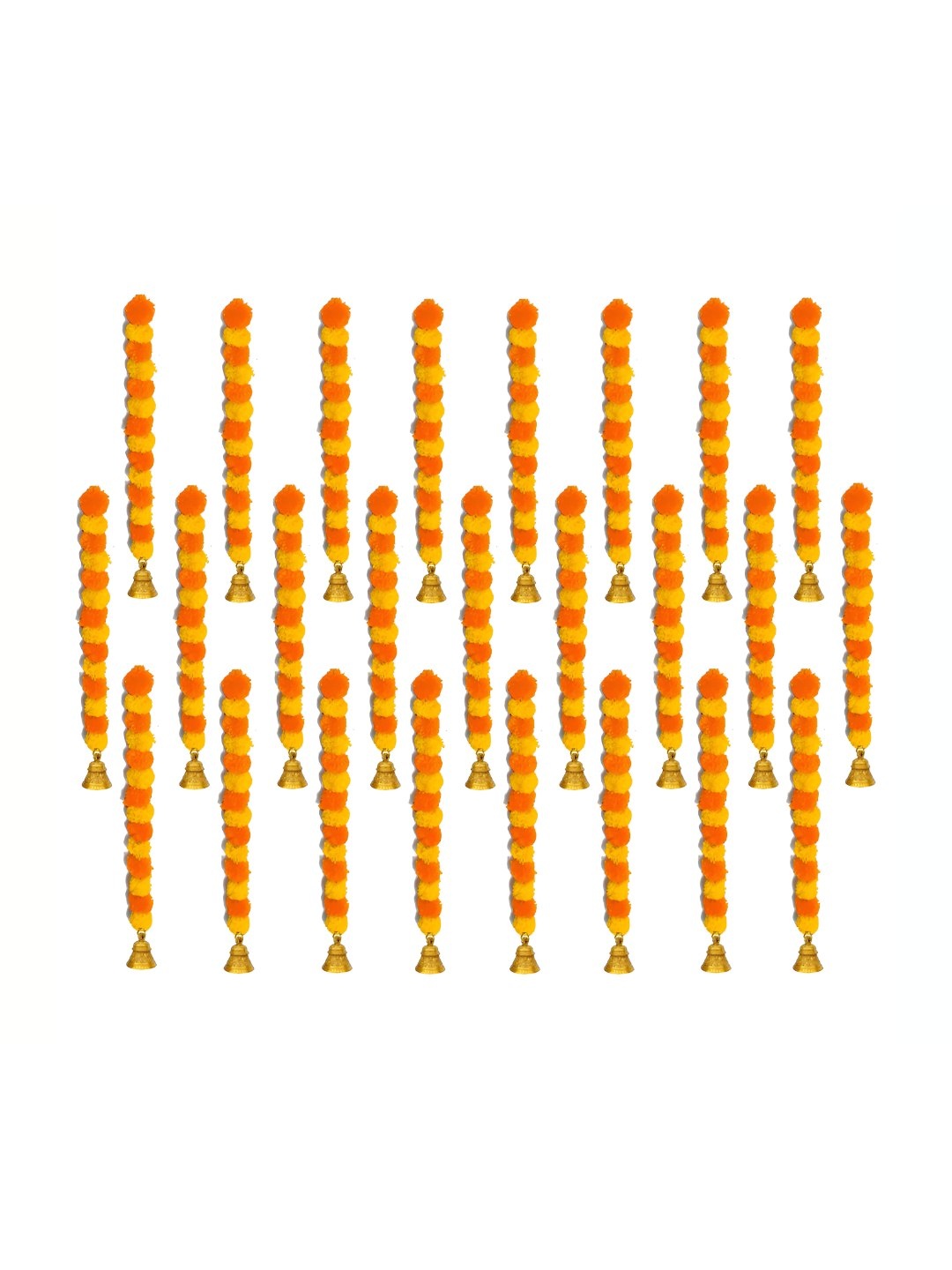 

iHandikart Yellow & Orange 25 Pieces Hanging Marigold Artificial Flowers