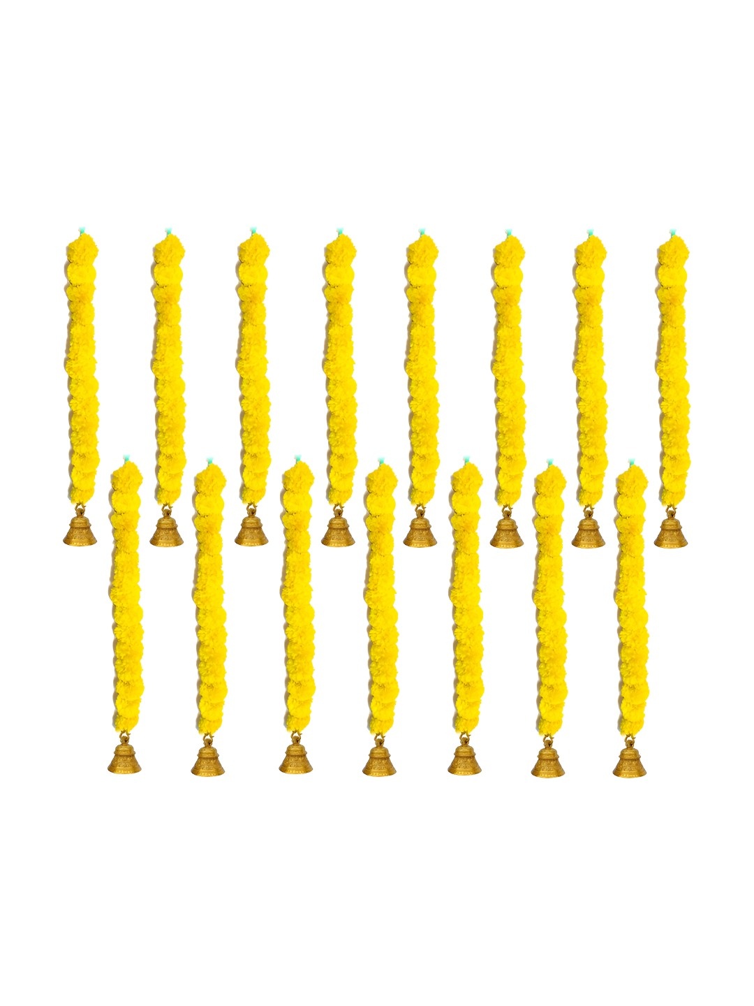 

iHandikart Yellow 15 Pieces Hanging Marigold Artificial Flower With Bell