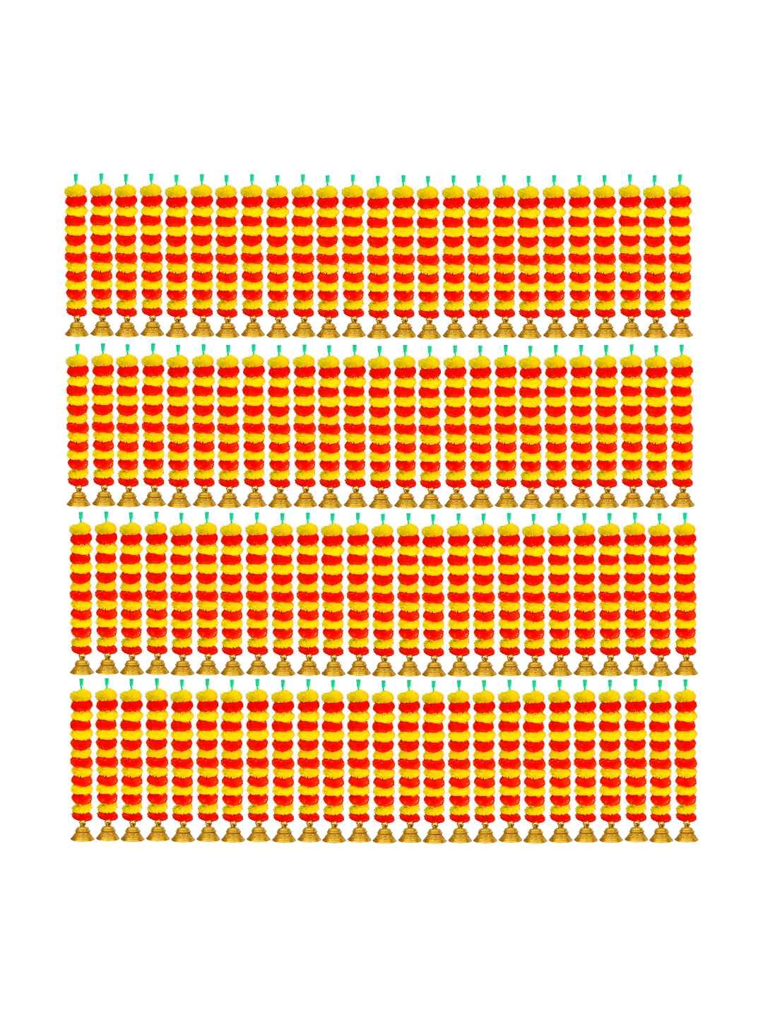 

iHandikart Orange & Yellow 100 Pieces Hanging Marigold Artificial Flowers