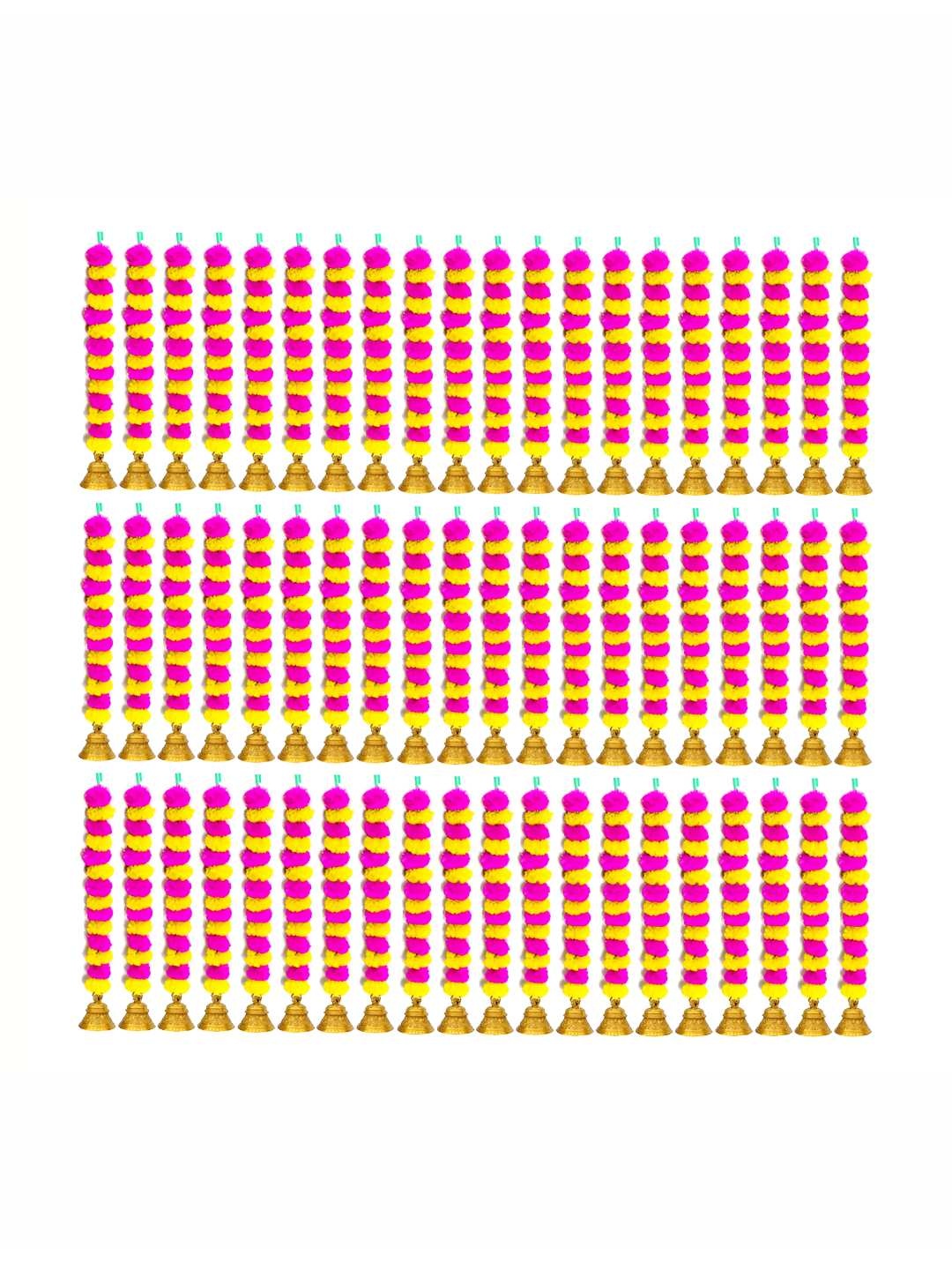 

iHandikart Pink & Yellow 60 Pieces Hanging Marigold Artificial Flowers