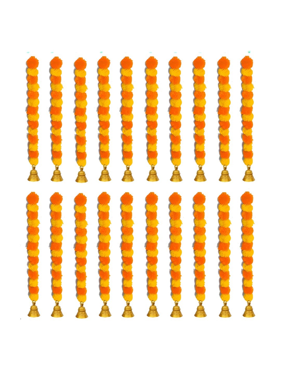 

iHandikart Yellow & Orange 20-Pcs Hanging Marigold Artificial Flower