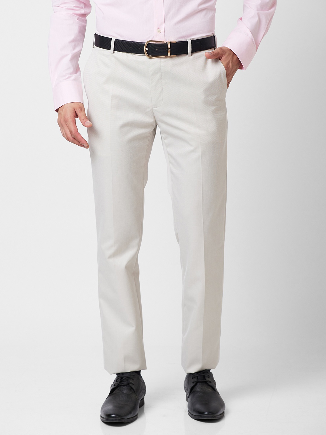 

Raymond Men Slim Fit Trousers, Beige