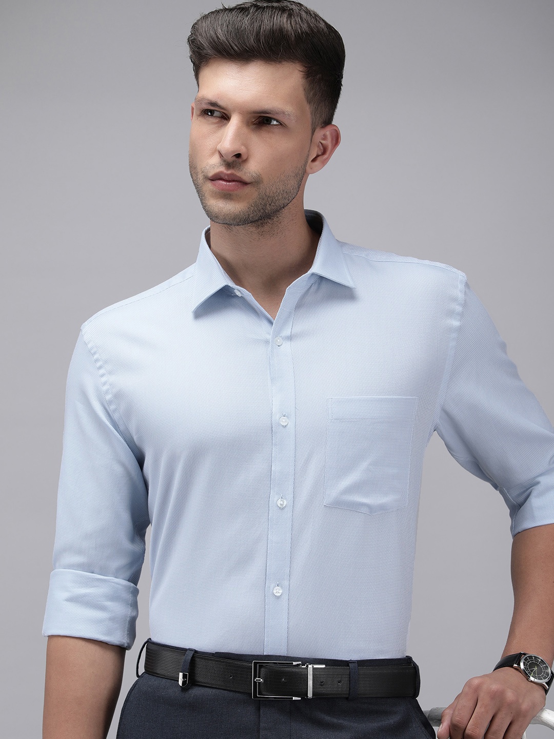 

Park Avenue Pure Cotton Slim Fit Opaque Formal Shirt, Blue