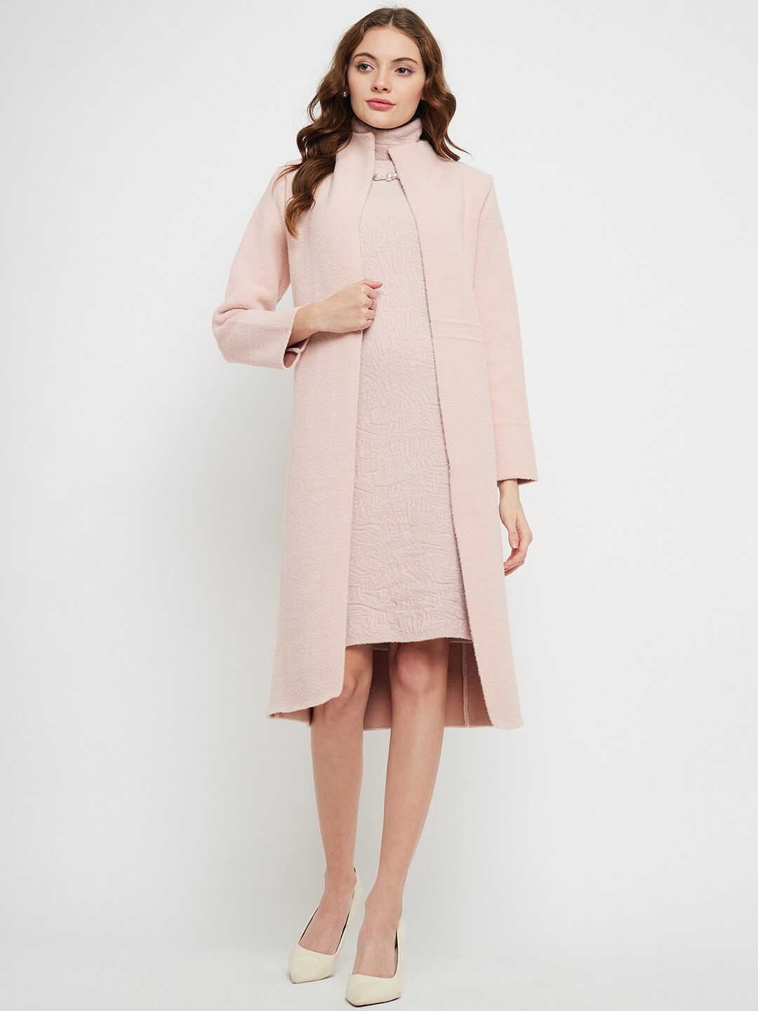 

Madame High Neck Sweater Dress with Coat, Pink