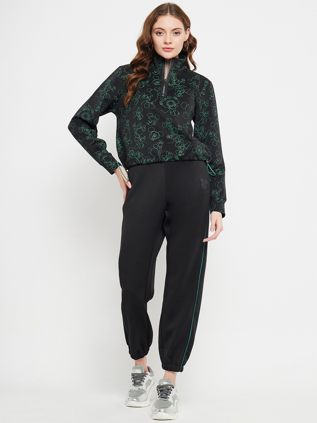 

Madame Mickey Minnie Mouse Printed Sweatshirt with Joggers, Black
