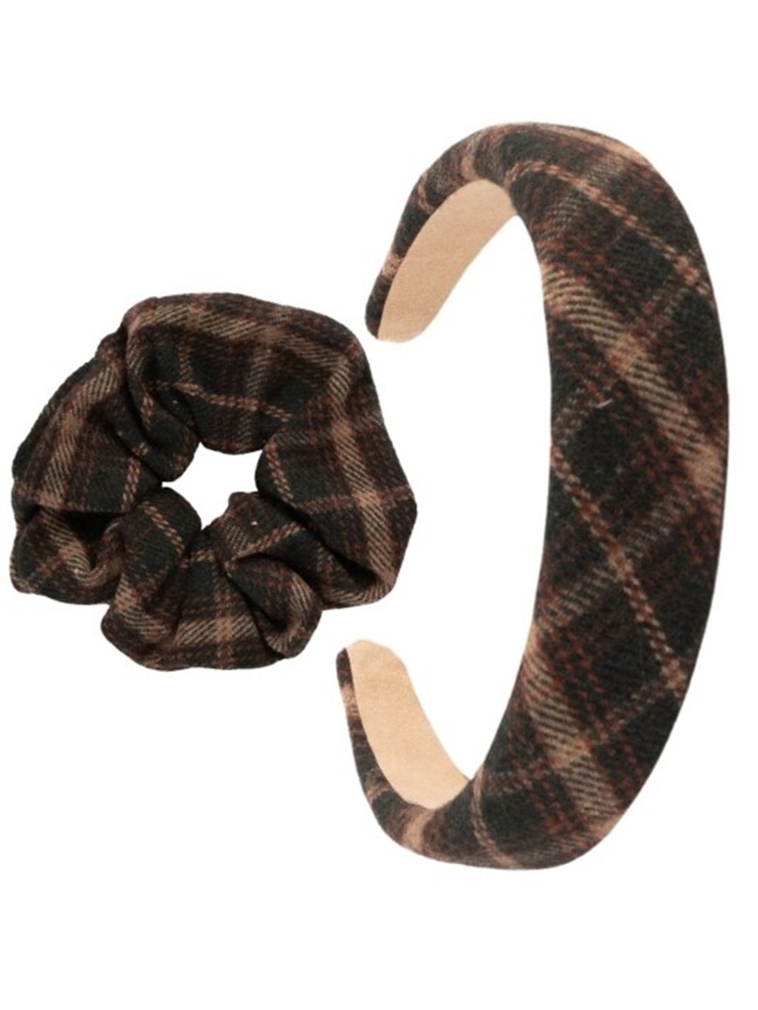

Lulala Set of 2 Checked Hair Accessory, Olive