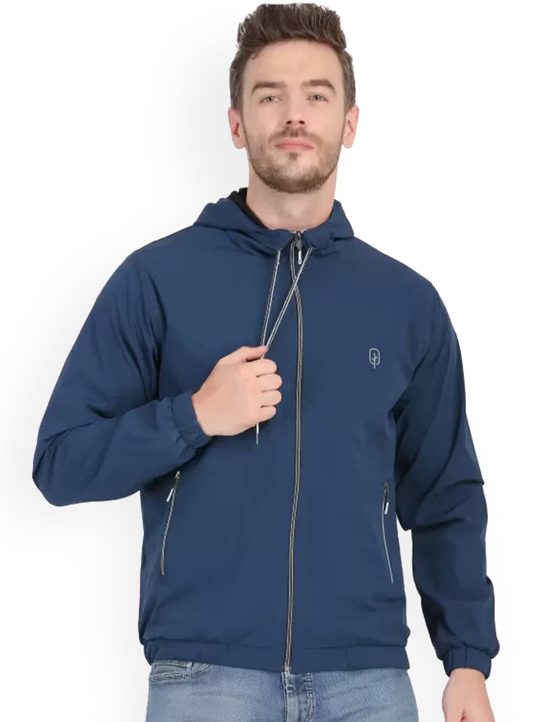 

BLUEFICUS Stand Collar Windcheater Bomber Jacket, Blue