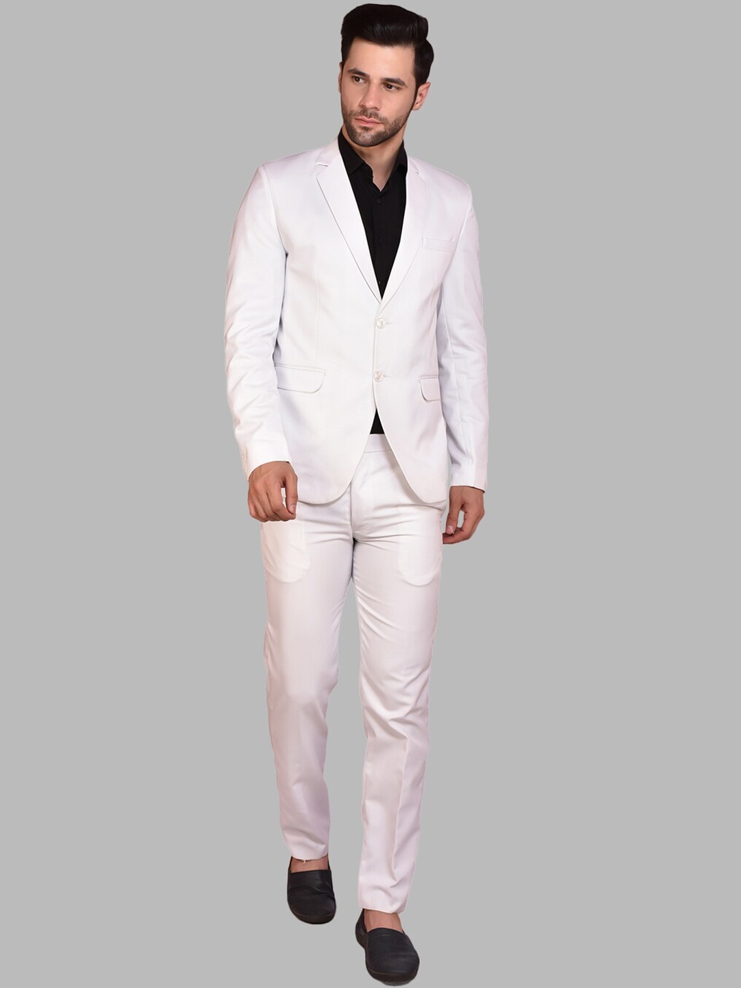 

PRINTCULTR Single-Breasted Two-Piece Formal Suit, White